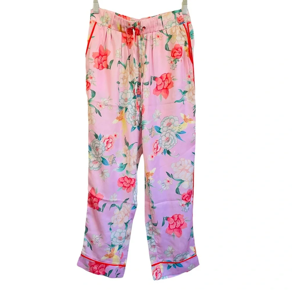 REVOLVE Plush Apparel‎ Pink Multi Floral Print Silky Pajama Set
